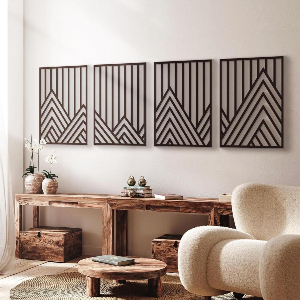 image:imageGlamativity 4 Pack Black Abstract Metal Wall Art Minimalist Dcor Single Line Art Wall Dcor 3D Textured Metal Wall Sculptures for Living Room Bedroom Bathroom Study Room Mountain Line M Size 17 x 12Mountain Line