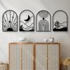 image:imageGlamativity 4 Pack Black Abstract Metal Wall Art Minimalist Dcor Single Line Art Wall Dcor 3D Textured Metal Wall Sculptures for Living Room Bedroom Bathroom Study Room Mountain Line M Size 17 x 12Black Boho