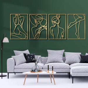 Glamativity Large 4 Pcs Colorful And Black Double-Sided Gold Leaf Metal Wall Art, 22.5 x 15.7” Botanical Abstract Wall Décor Metal Leaf with Frame, 3D Textured Sculptures, Modern Wall Art With Ginkgo Biloba Design for Living Room Bedroom Bathroom Study (L Size 22.5 x 15.7”)(Gold Elegant Style)